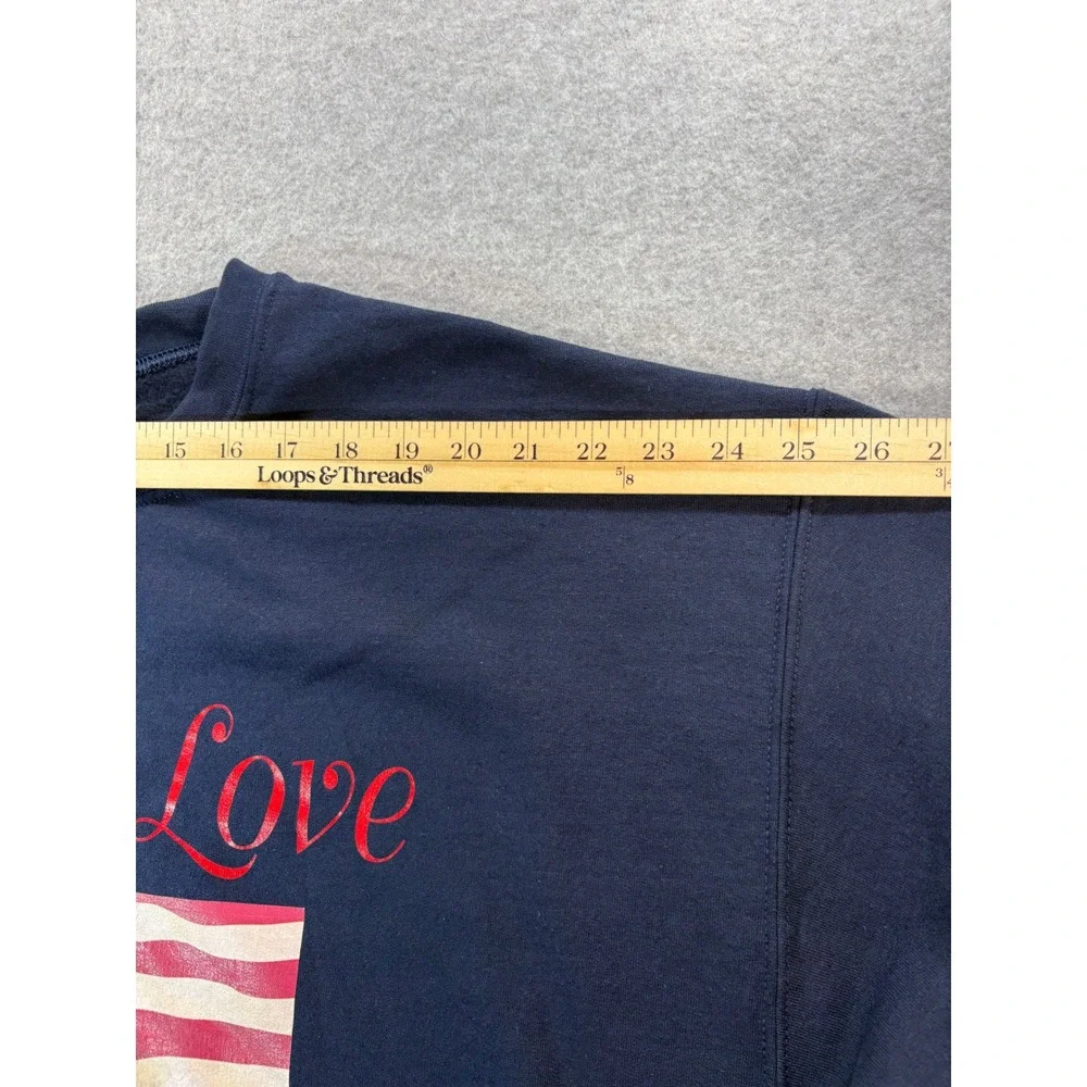 Gildan Heavy Blend Blue For the Love of the Game American‎ Flag Sweatshirt XL